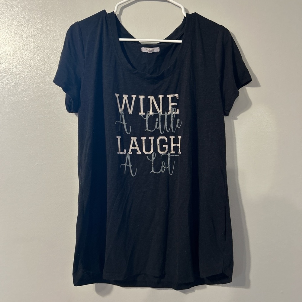 Maurices Black Graphic Tee - Wine A Little, Laugh A Lot